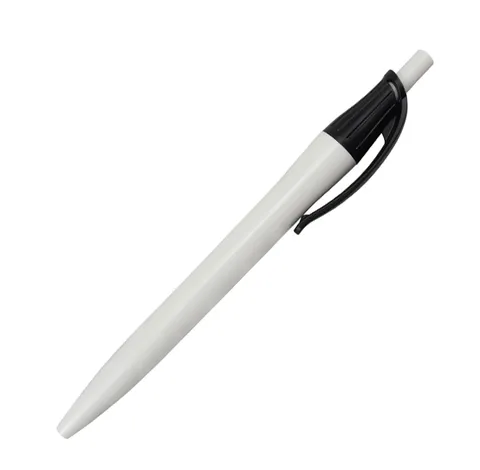 SML12752L White Ball Pen with Flat Clip