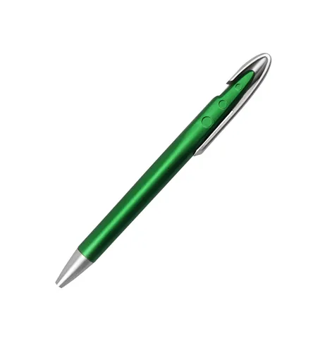 SML12753PE Translucent Green Ball Pen with Chrome Clip