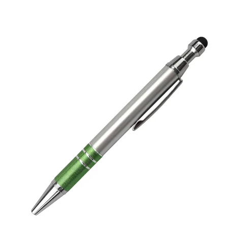 SML12775PE Silver Stylus Ball Pen with Colour Rings