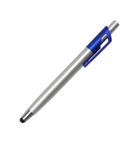 SML12776PE Silver Stylus Ball Pen with Blue Clip