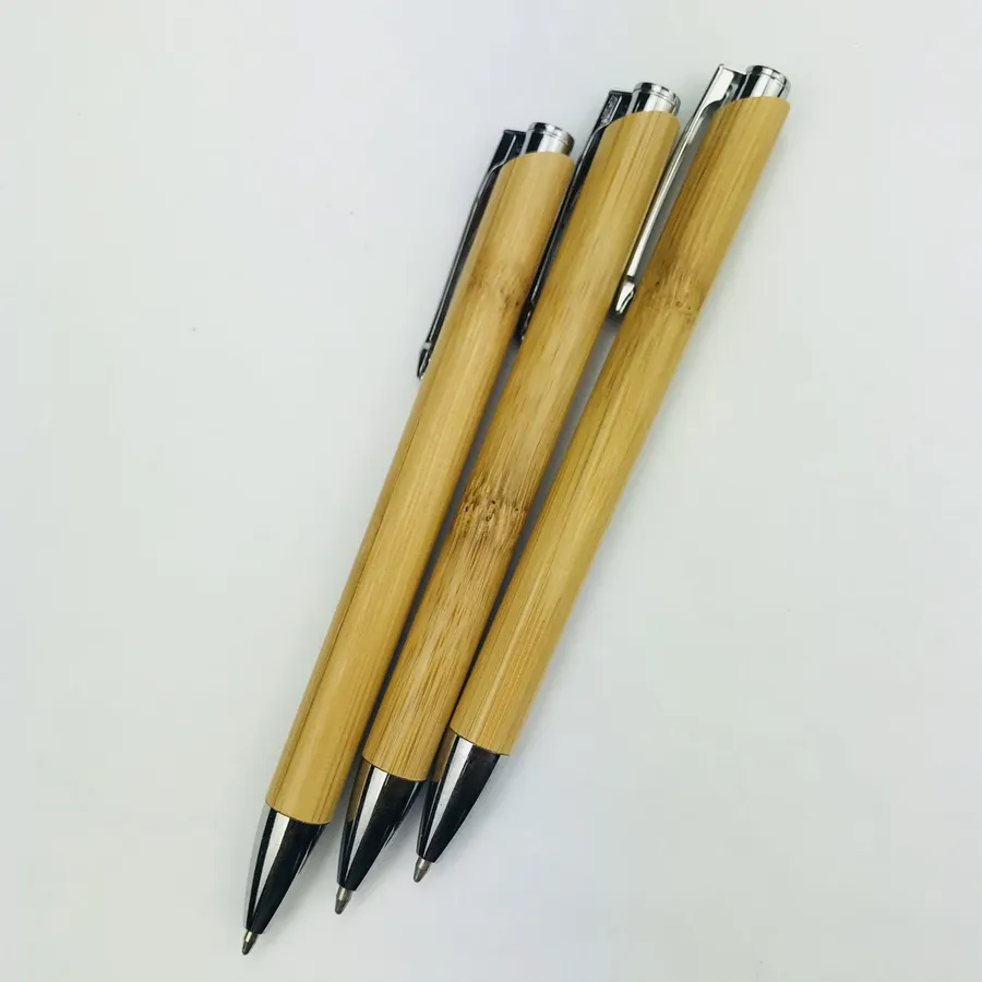 SML12886BE Bamboo Ball Pen with Chrome Clip and Tip, photo 2 of 6